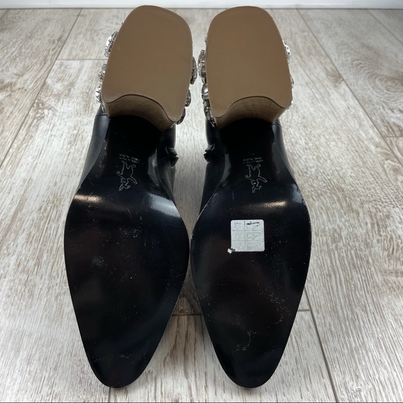 MARNI 41 crystal embellished black leather ankle boots booties - Picture 5 of 7